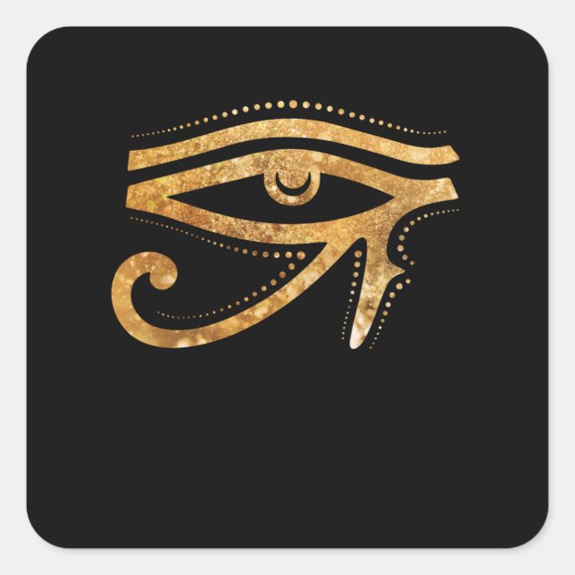 Golden Eye Of RA Egyptian Hieroglyph Square Sticker (Front)
