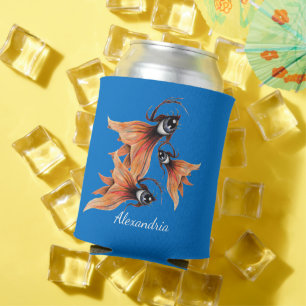 Golden Eye Surreal Goldfish Fantasy Art Custom Can Cooler