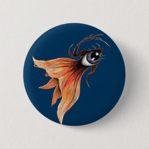 Golden Eye Surreal Goldfish Fantasy Original Art 2 Inch Round Button