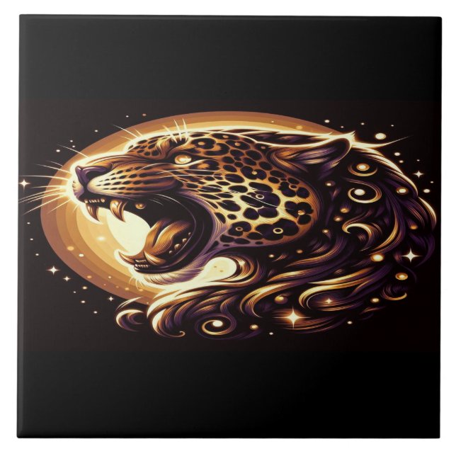 Golden Eyed Leopard Tile (Front)