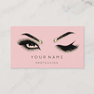 Golden Eyelash Brows Microblading QRCODE Rose Business Card