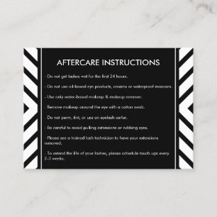 Golden Eyelashes Mod Pattern Salon Aftercare Card