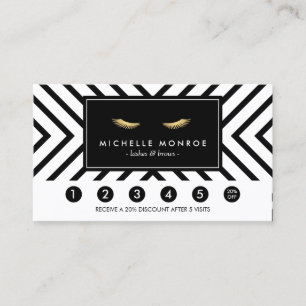 Golden Eyelashes with Pattern Loyalty Card