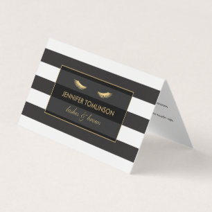 Golden Eyelashes with Stripes Aftercare Folded Business Card