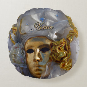 Golden Face Round Pillow
