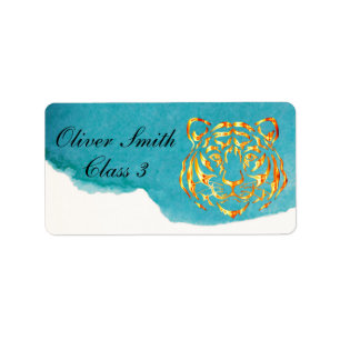 Golden Face Tiger Personalized School Label