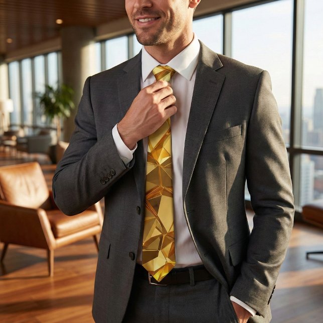 Golden Faceted Crystal Geometric Tie (Creator Uploaded)