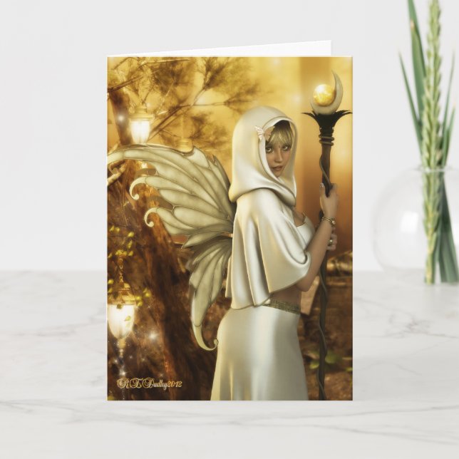 Golden Fairy in Forest Greeting card (Front)