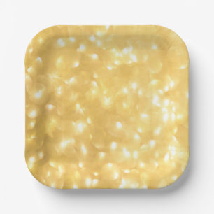 Golden Fairy Lights Paper Plate