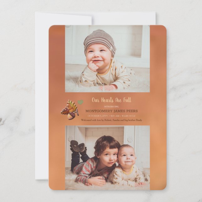Golden Fall 2-Photo Birth Announcement (Front)