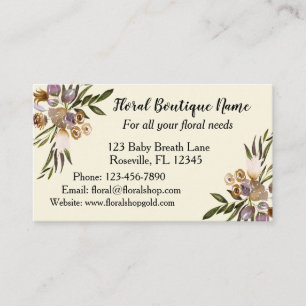 Golden Fall Floral Boutique Elegant Modern Business Card