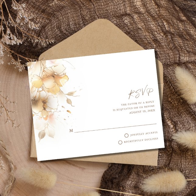 Golden Fall Floral Wedding RSVP Card (Golden Fall Floral Wedding RSVP Card)