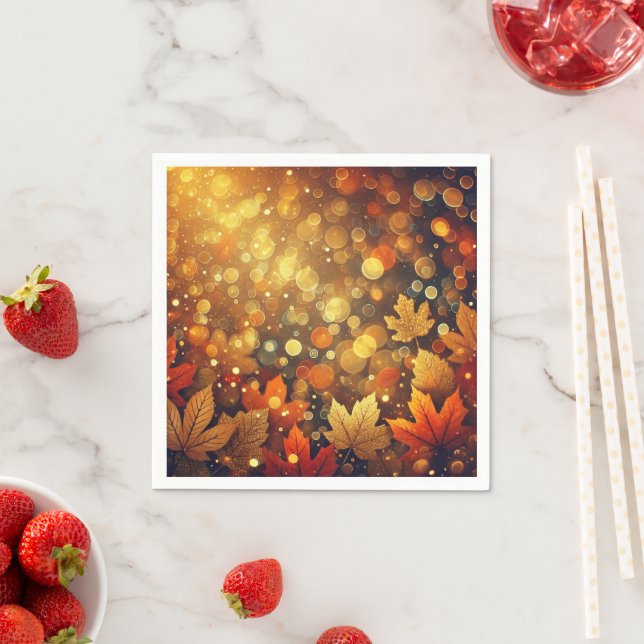 Golden Fall Foliage Bokeh Effect Decoupage Napkins (Insitu)