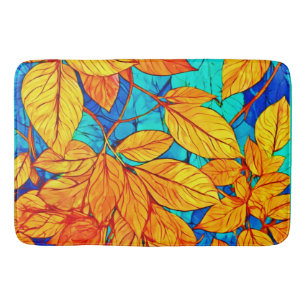 Golden Fall Foliage: Bright Leaves Painting Bath Mat