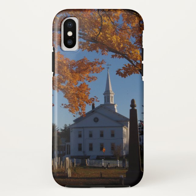 Golden Fall Foliage View Of Church From Cemetery Case-Mate iPhone Case (Back)