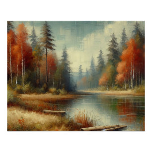Golden Fall Forest Reflections Poster