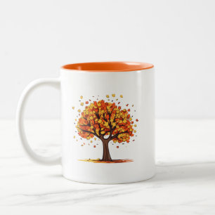 Golden Fall Tree Two-Tone Coffee Mug