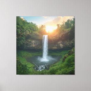 Golden Falls at Dusk – Tranquil Nature Wall Art