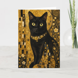 Golden Familiar (Beautiful Black Cat) Card