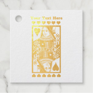 Golden Fancy Heart Queen Playing Card Hearts Favour Tags