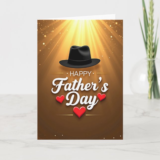 Golden Fathers Day Rays Card (Front)