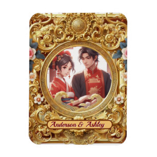Golden Faux Chinese Carving Frame   Magnet