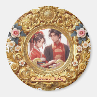 Golden Faux Chinese Carving Frame   Magnet