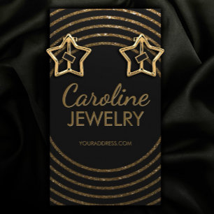 Golden Faux Foil Outline Circle Earring Display Business Card