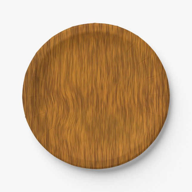 Golden Faux Rough Wood Background Paper Plate (Front)