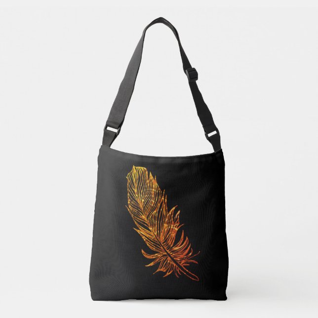 Golden Feather Art All-Over-Print Cross Body Bag (Front)