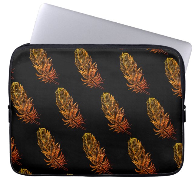 Golden Feather Art Neoprene Laptop Sleeve 13" (Front)