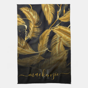 Golden Feathers Kitchen Towel