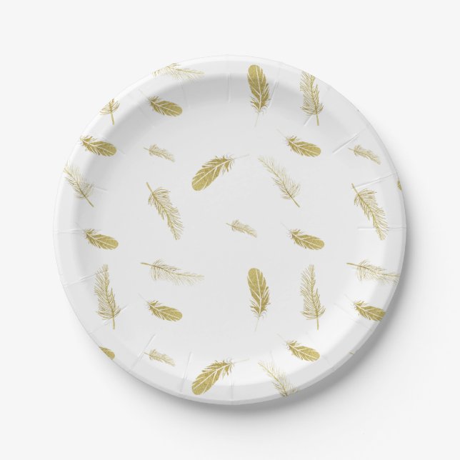 Golden Feathers Paper Plate (Front)