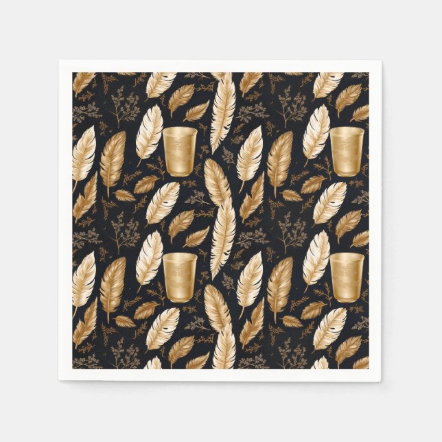 Golden Feathers Prosperity Napkins (Front)
