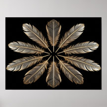 Golden Feathers: Symmetrical Starburst Design