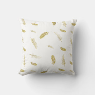 Golden Feathers Throw Pillow