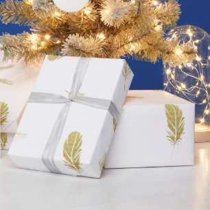 Golden Feathers Wrapping Paper