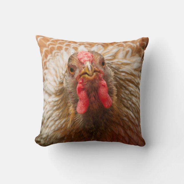 Golden Feathers - Wynadotte Chicken Hen Throw Pillow (Front)
