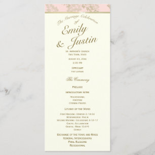 Golden Fern Blush and Ivory Wedding Program