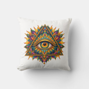 Golden Fern Eye Throw Pillow