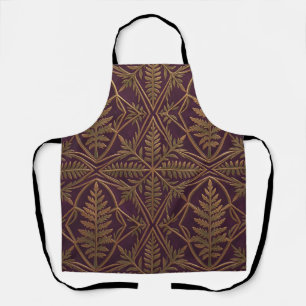 Golden Fern Ornate Geometric Purple Apron