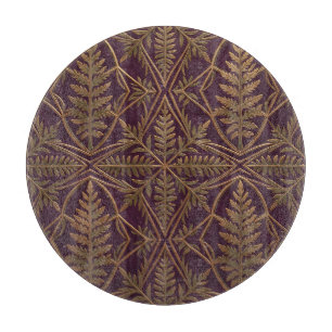 Golden Fern Ornate Geometric Purple Cutting Board