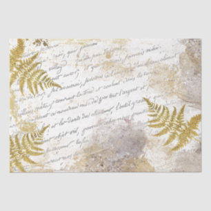Golden Fern Silver Gold Vintage Botanical French Tissue Paper