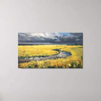 Golden Fields and Cloudy Skies Canvas Print