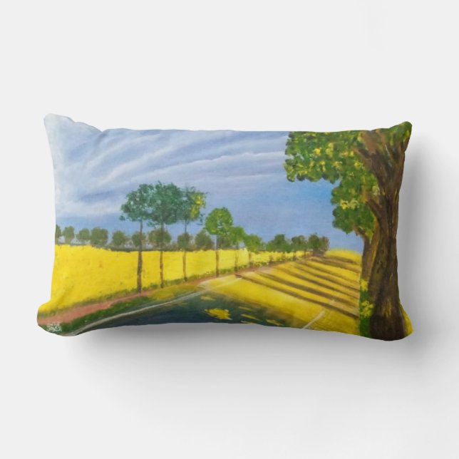 Golden Fields and Path Lumbar Pillow (Front)