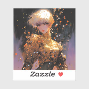 Golden Fiery Fantasy Anime Girl
