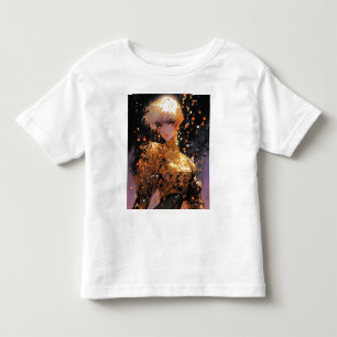 Golden Fiery Fantasy Anime Girl Toddler T-shirt