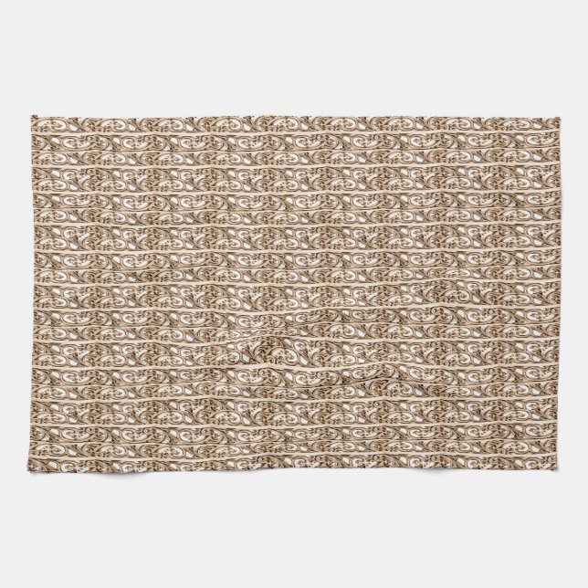 Golden Filigree Cross Pattern Design Kitchen Towel (Horizontal)