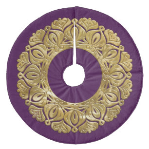 Golden Filigree Edge with Any Color Fleece Tree Skirt