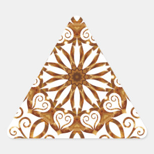 Golden filigree flake on white triangle sticker